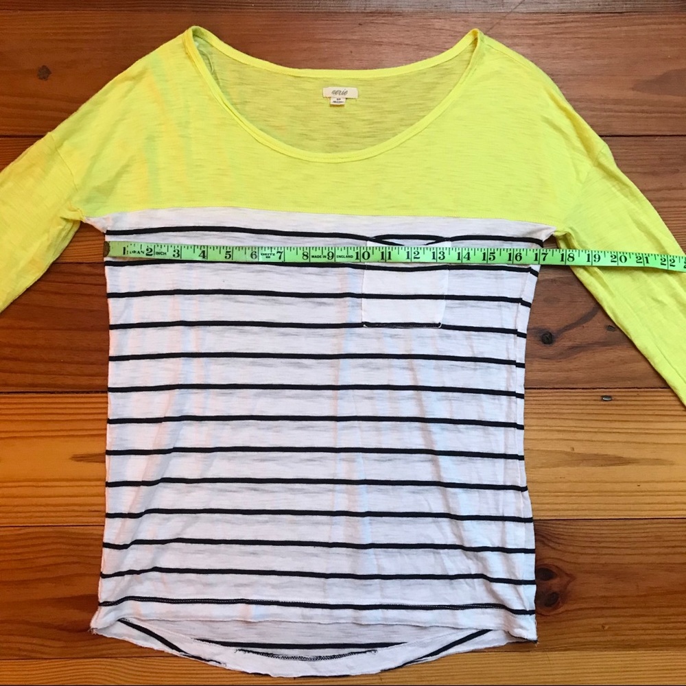 🌸5/$30🌸 Aerie 3/4 Yellow White Stripe Tee, EUC S - Picture 7 of 15